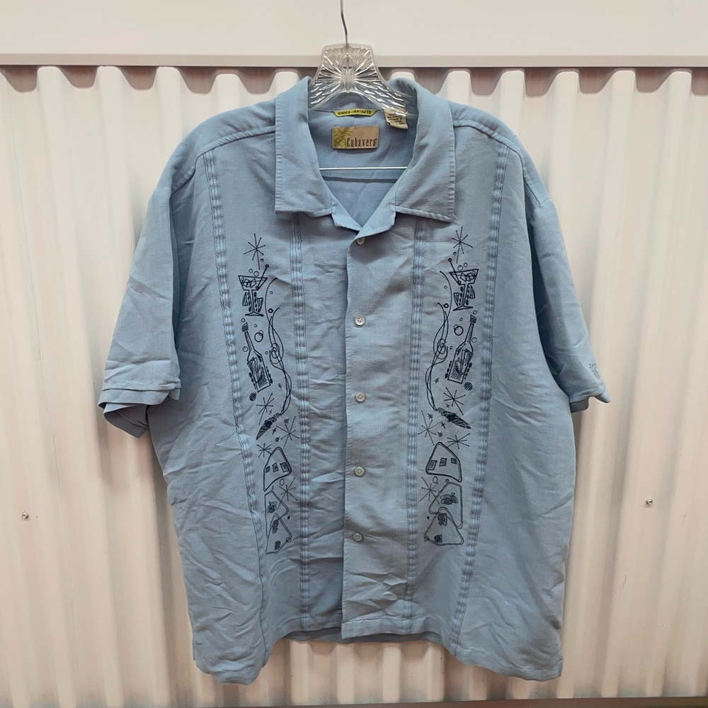 Cubavera Men’s Light Blue Button Down Panel Shirt Size XXL